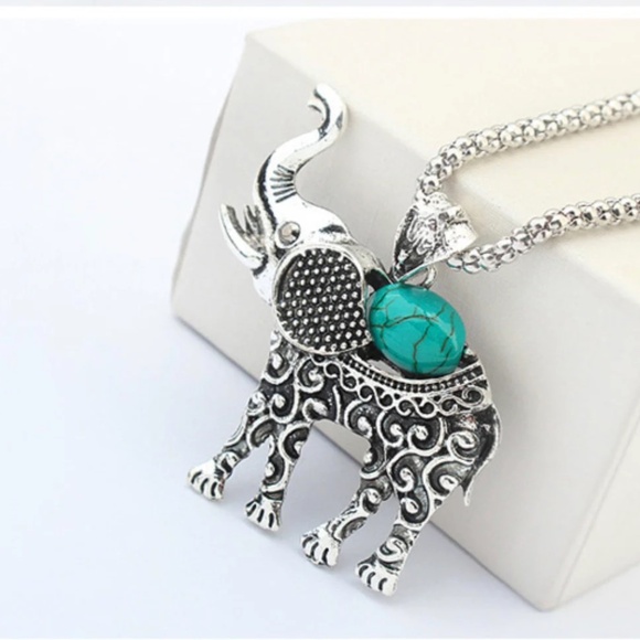 Antique Turquoise Elephant Jewelry Set - Picture 3 of 6